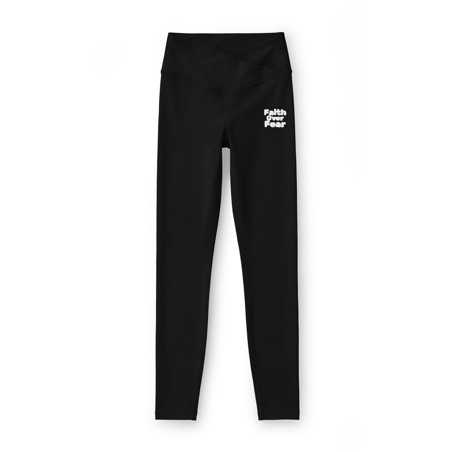 Women’s Luxe Leggings — Black High-Waist Activewear with Small White Script Logo