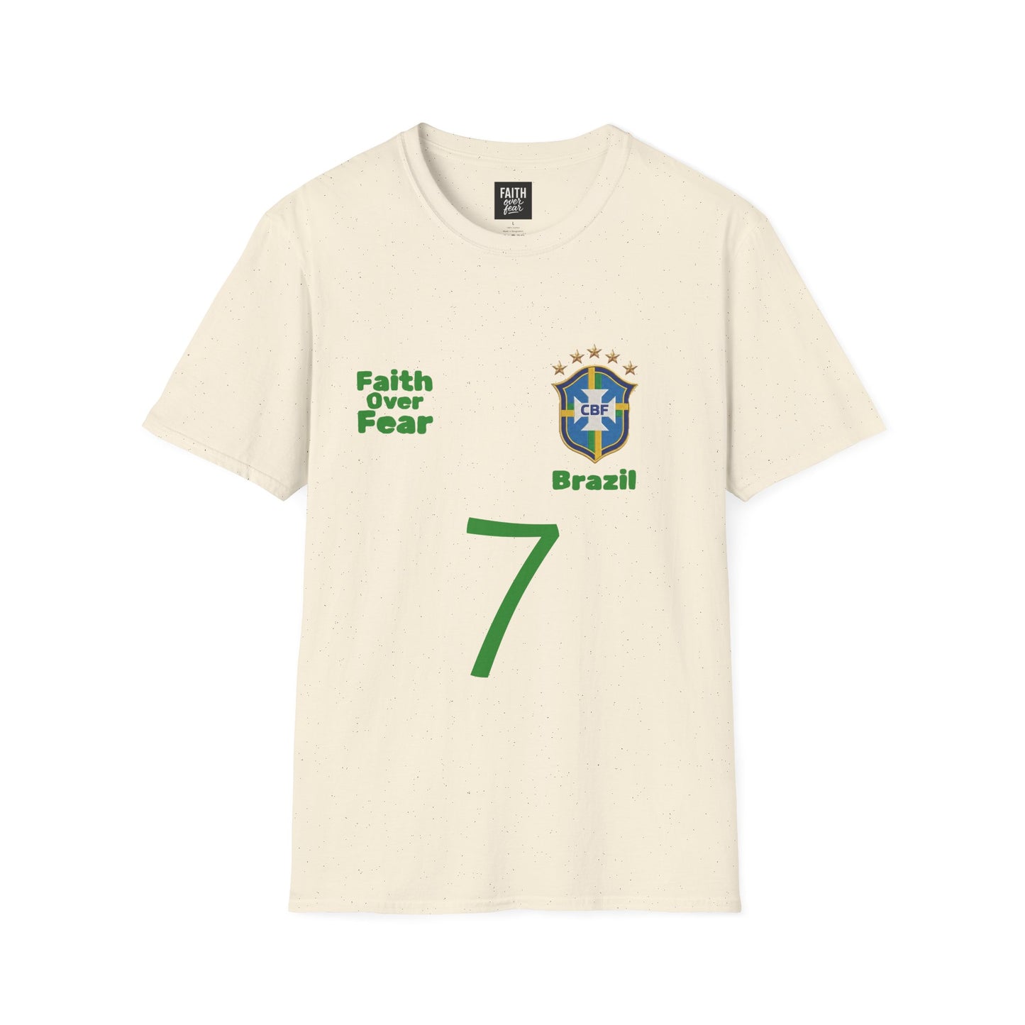 Brazil Soccer Jersey T-Shirt — 'Faith Over Fear' Graphic Tee