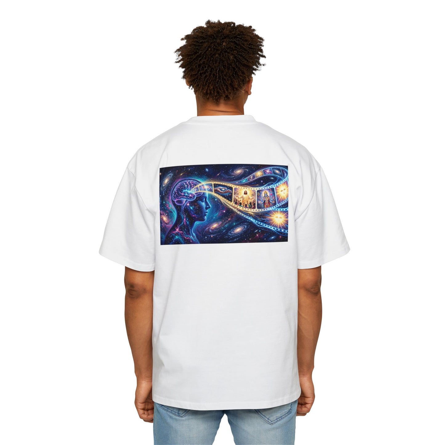 Faith Over Fear Tee — Spiritual Cosmic Backprint Oversized T-Shirt
