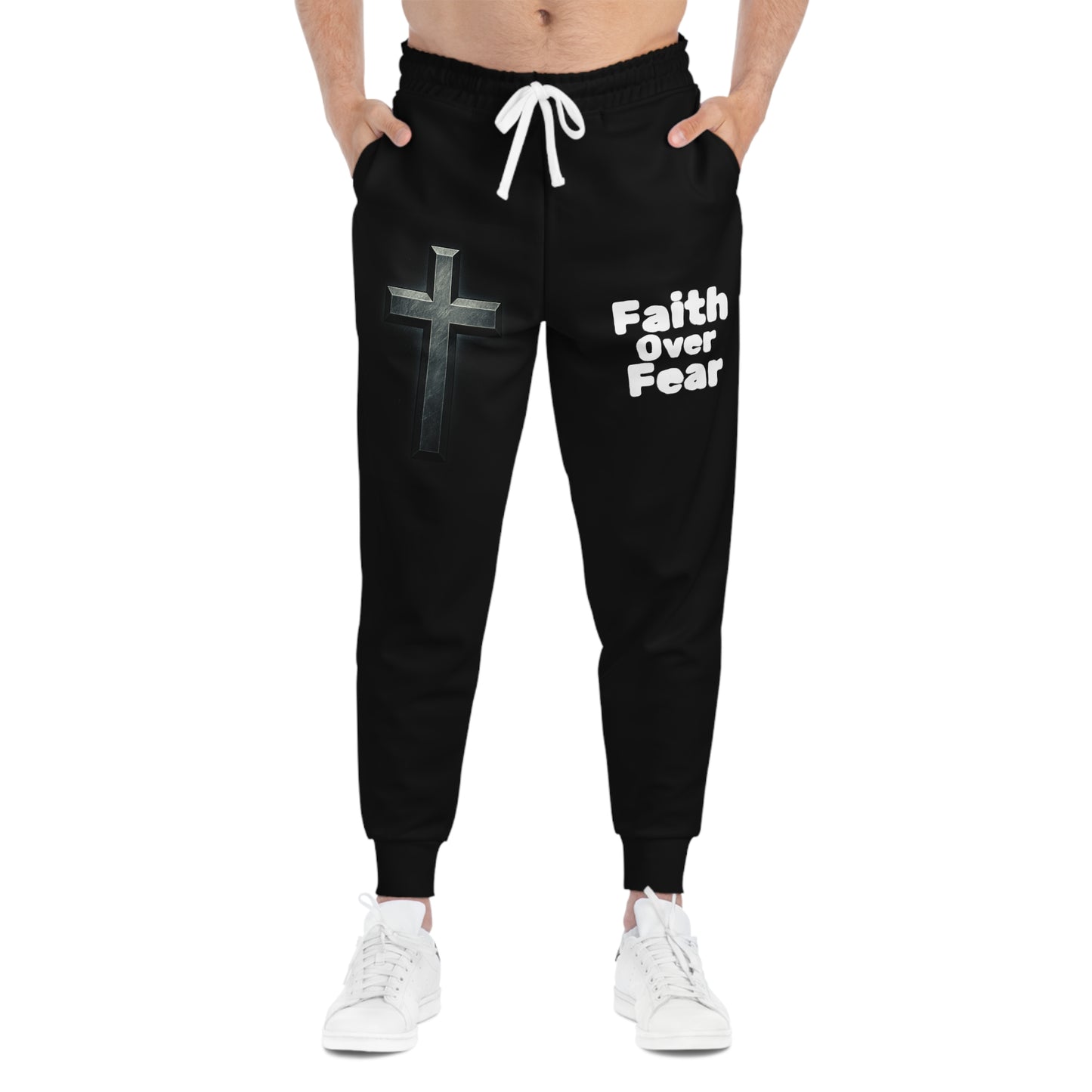 Faith Over Fear Joggers, Inspirational Athletic Pants for Fitness, Casual Wear, Motivation Gift, Comfortable Lounge Pants